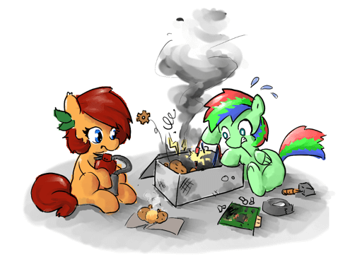 safe, artist:awn, oc, oc only, oc:polyethylene, oc:ando ringo, duo, earth pony, pegasus